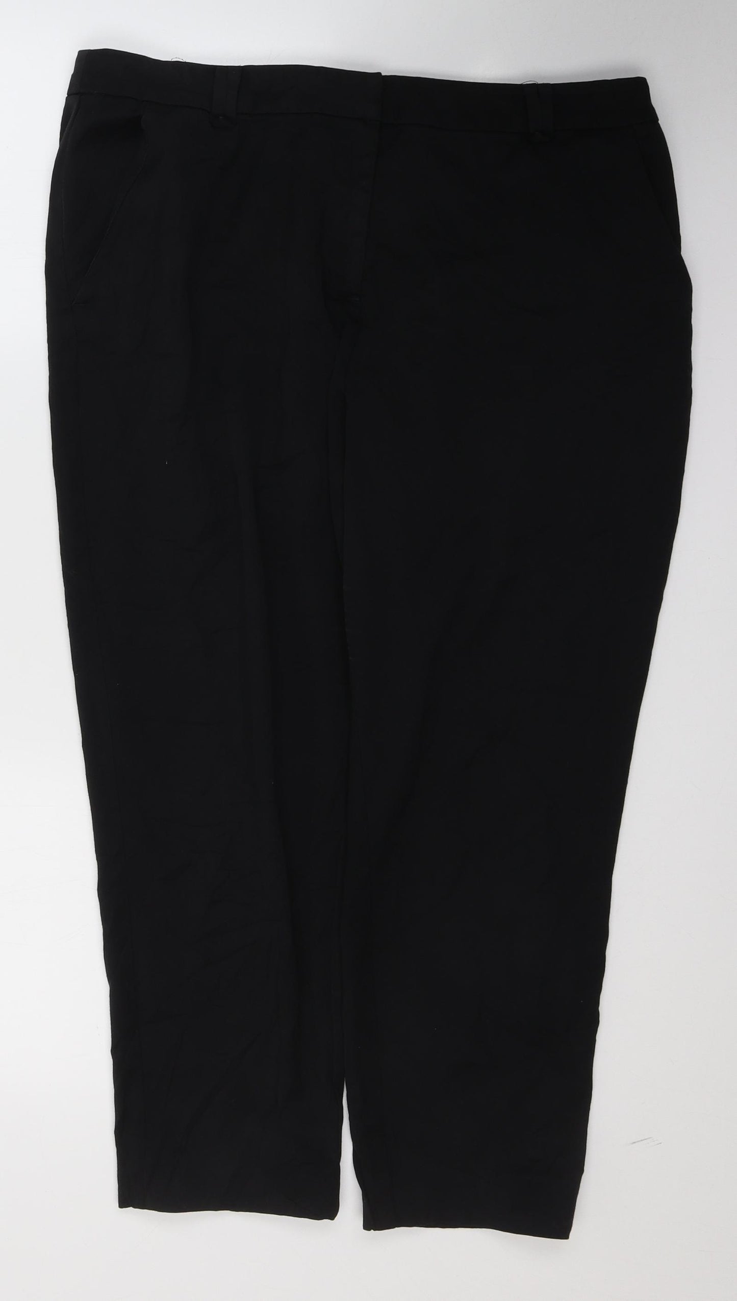 TU Womens Black  Polyester Cropped Trousers Size 16 L24 in Regular Button