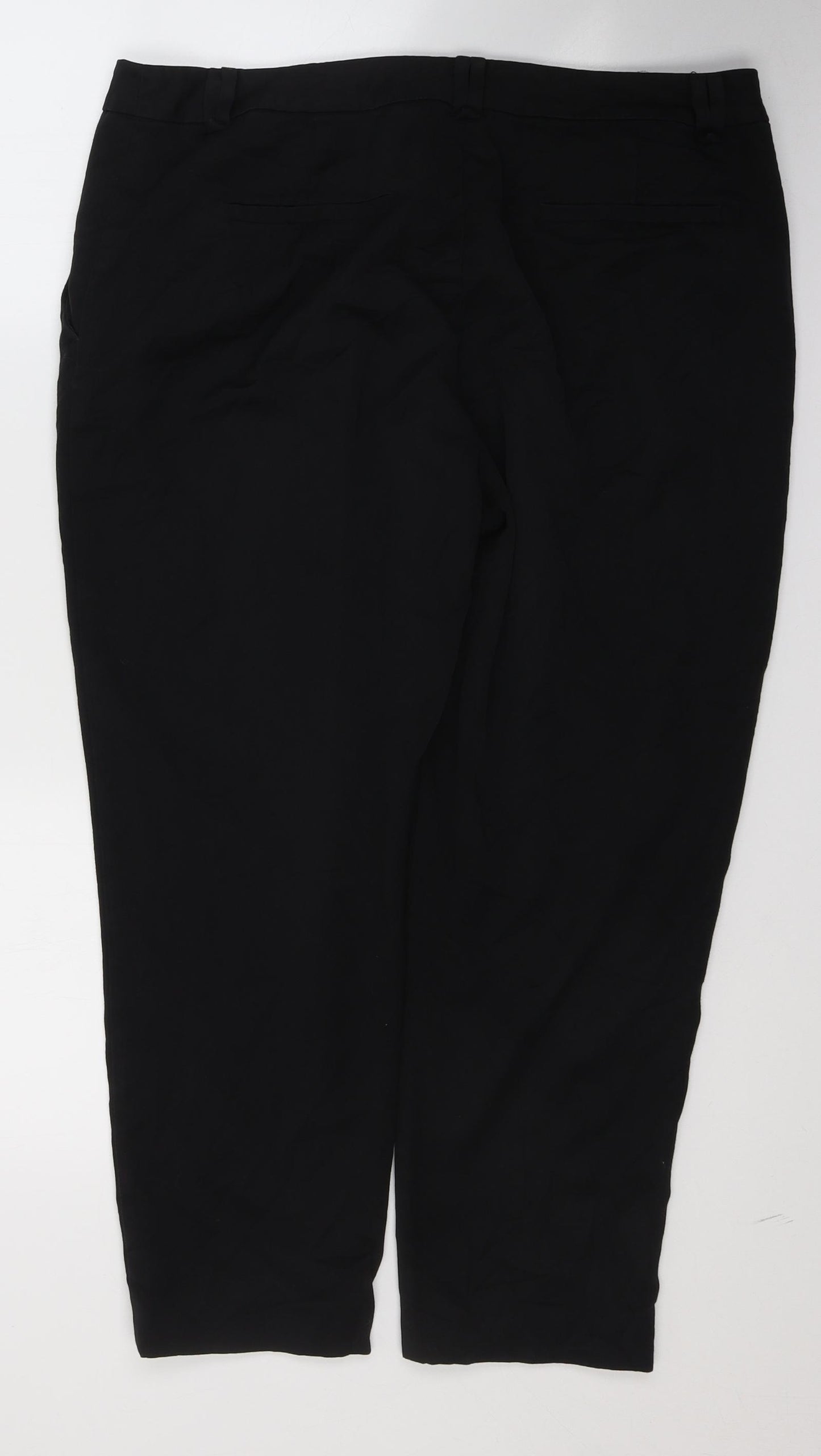 TU Womens Black  Polyester Cropped Trousers Size 16 L24 in Regular Button