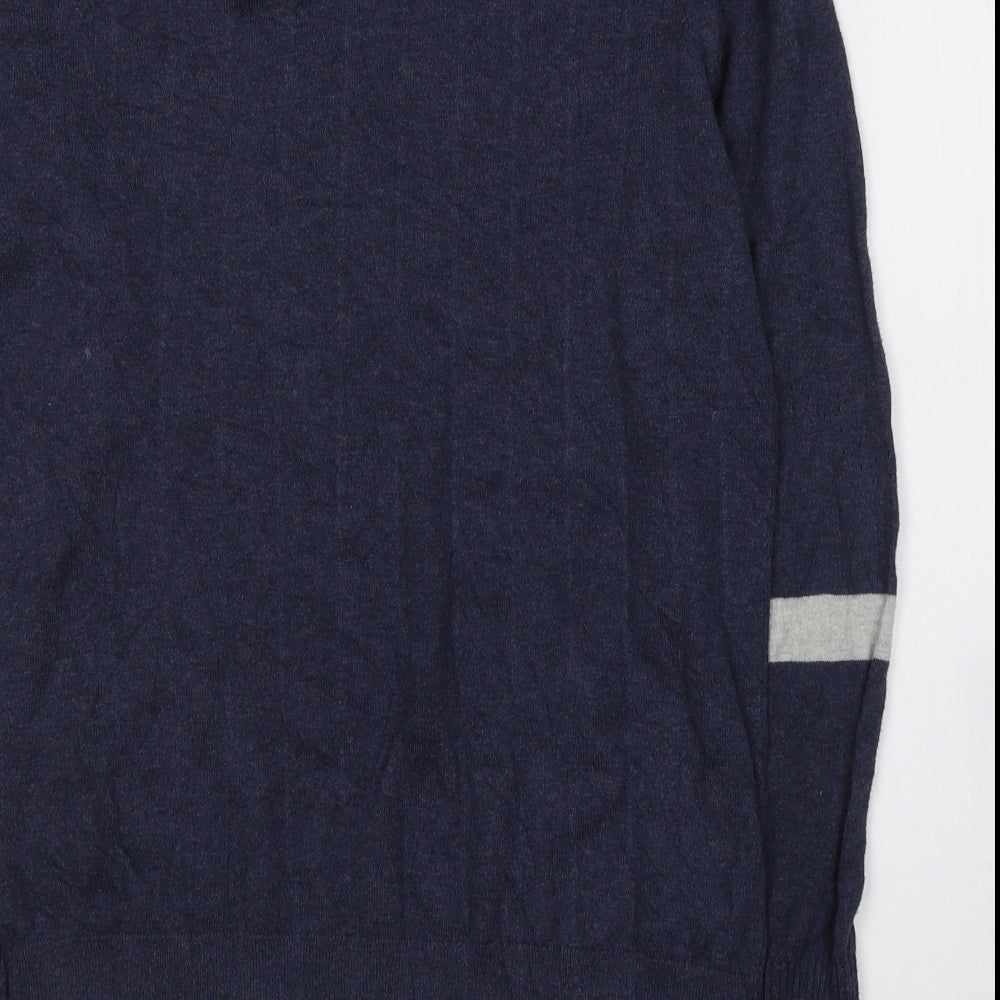 Fat Face Mens Blue Round Neck Striped Cotton Pullover Jumper Size S