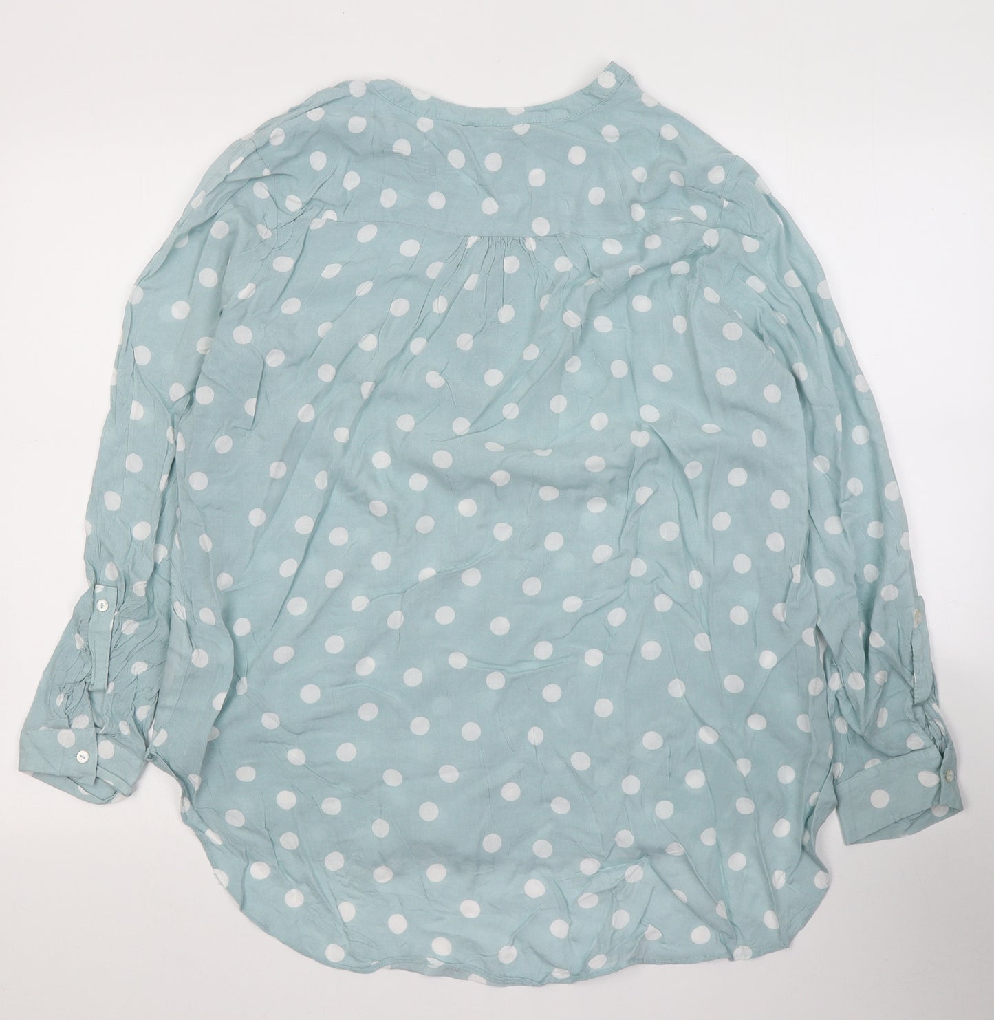 Primark Womens Blue Polka Dot Viscose Basic Blouse Size 16 V-Neck