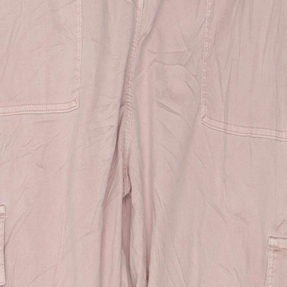 Marks and Spencer Womens Pink  Lyocell Cargo Trousers Size 18 L27 in Regular Button