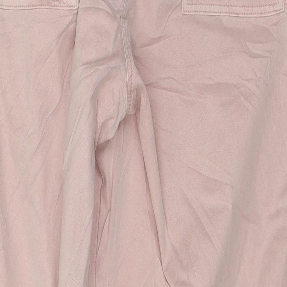 Marks and Spencer Womens Pink  Lyocell Cargo Trousers Size 18 L27 in Regular Button