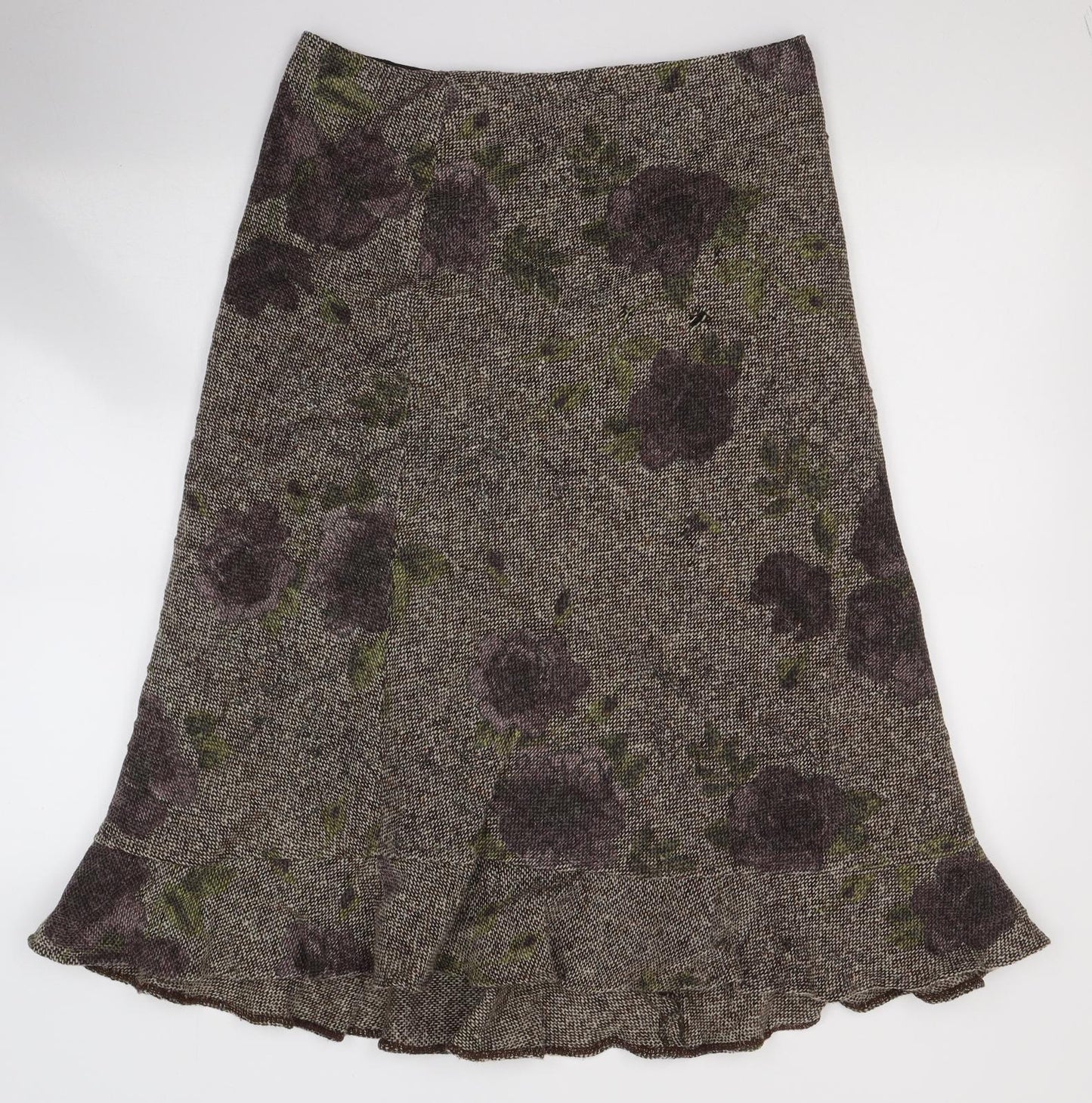Hobbs Womens Brown  Wool Trumpet Skirt Size 12   Zip