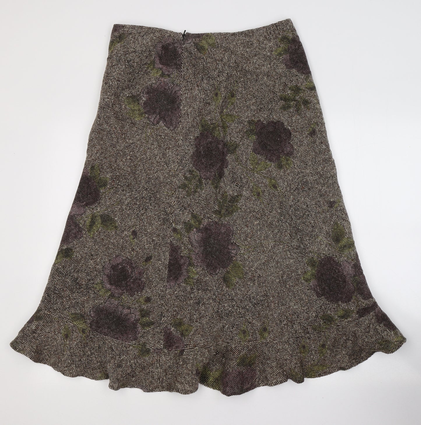 Hobbs Womens Brown  Wool Trumpet Skirt Size 12   Zip