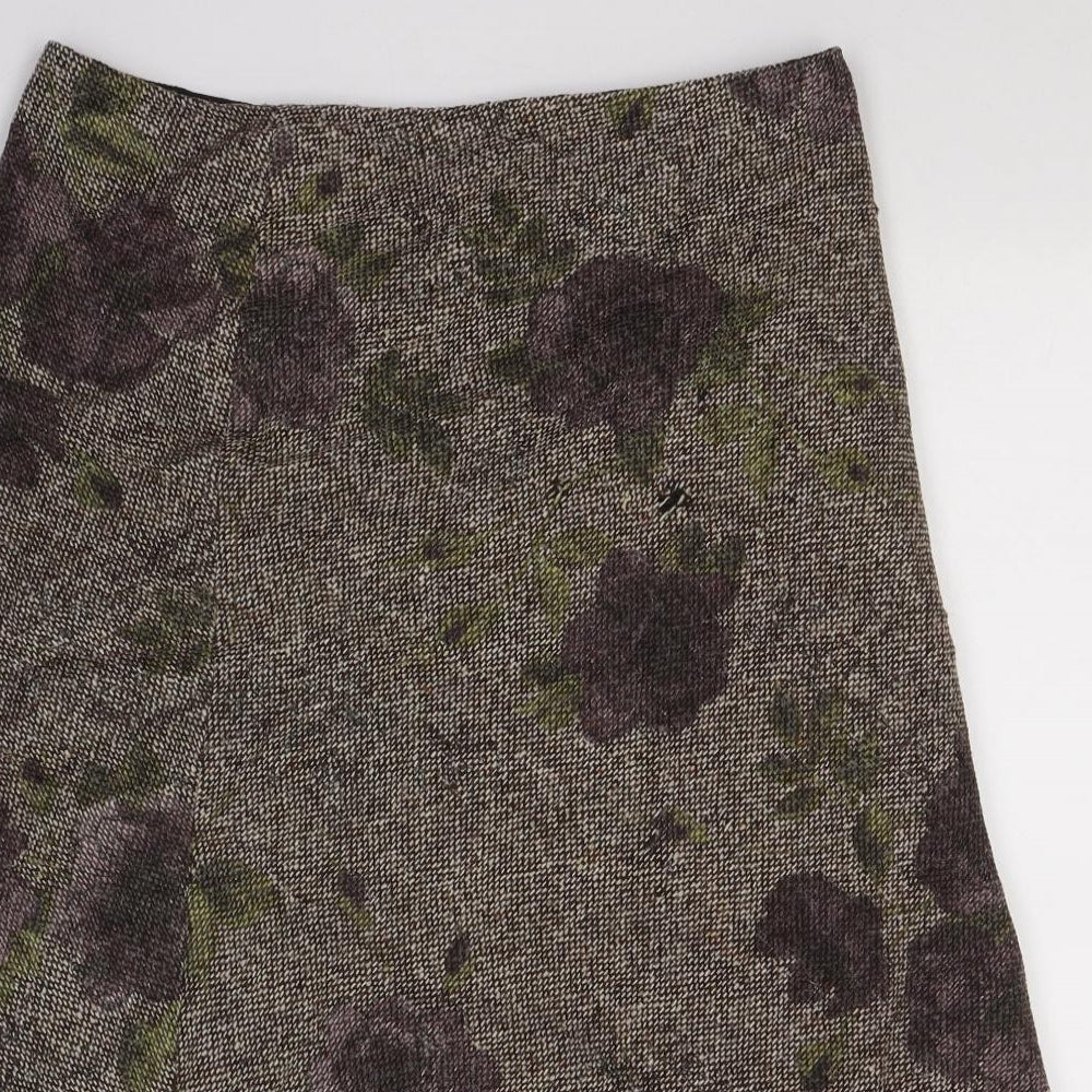 Hobbs Womens Brown  Wool Trumpet Skirt Size 12   Zip