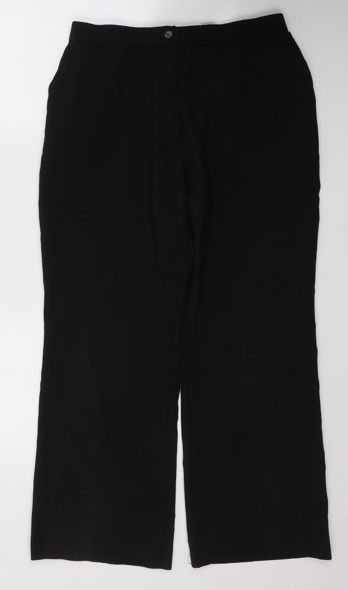 Marks and Spencer Womens Black  Polyester Trousers  Size 16 L27 in Regular Button