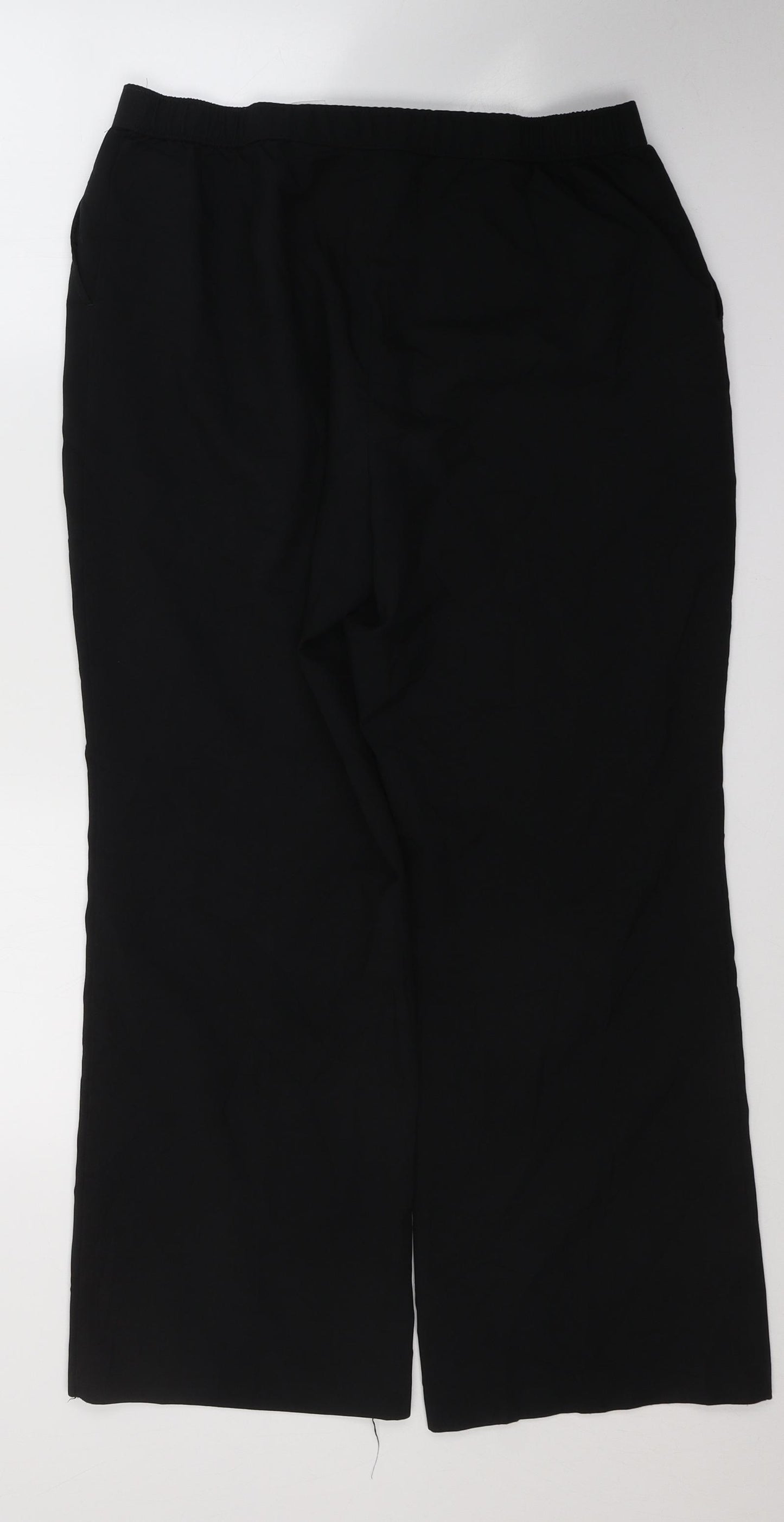 Marks and Spencer Womens Black  Polyester Trousers  Size 16 L27 in Regular Button