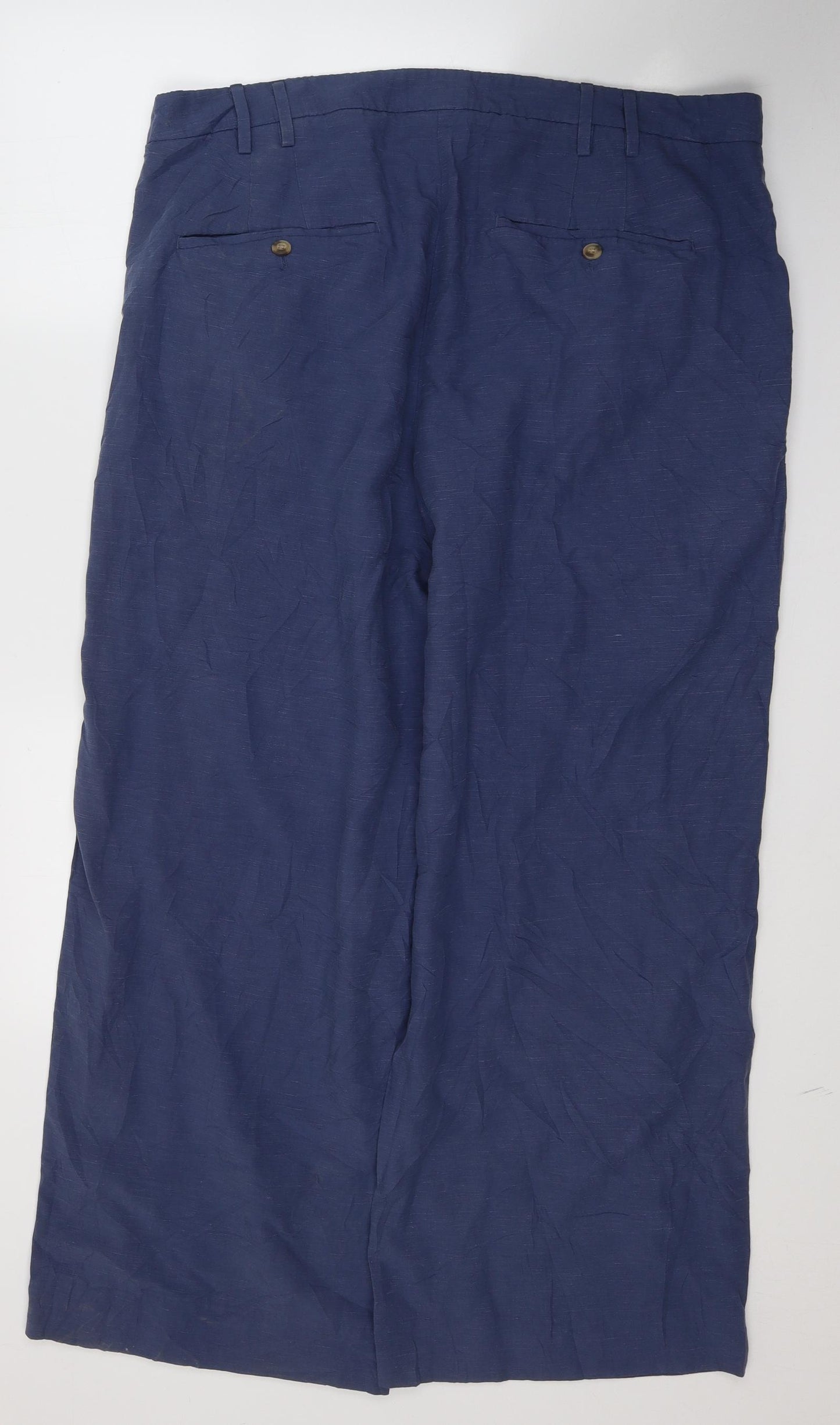 Per Una Womens Blue  Lyocell Trousers  Size 20 L29 in Regular Button