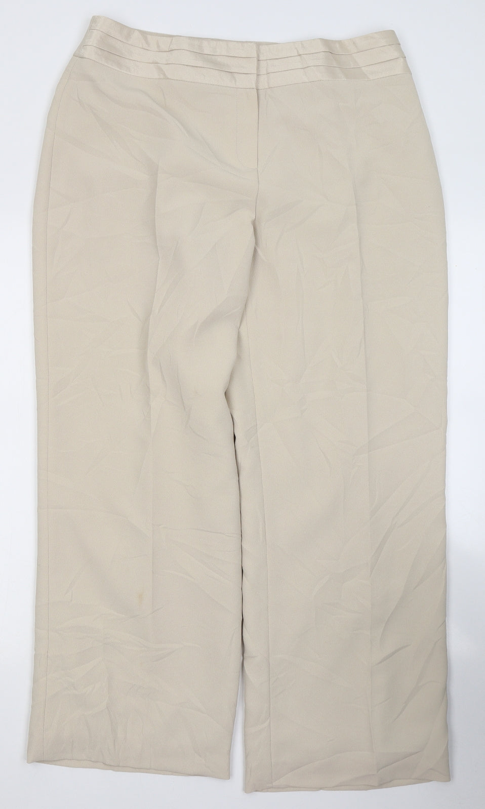 Viyella Womens Beige  Polyester Trousers  Size 12 L27 in Regular Button