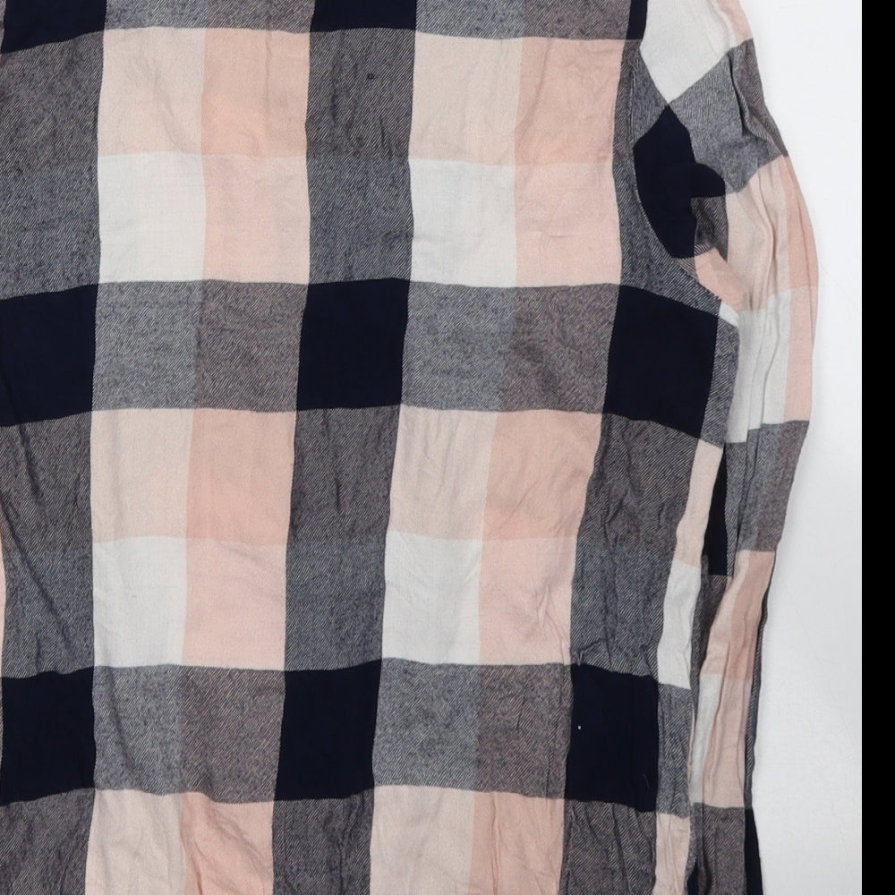 H&M Womens Multicoloured Plaid Viscose Jersey Button-Up Size 8 Collared