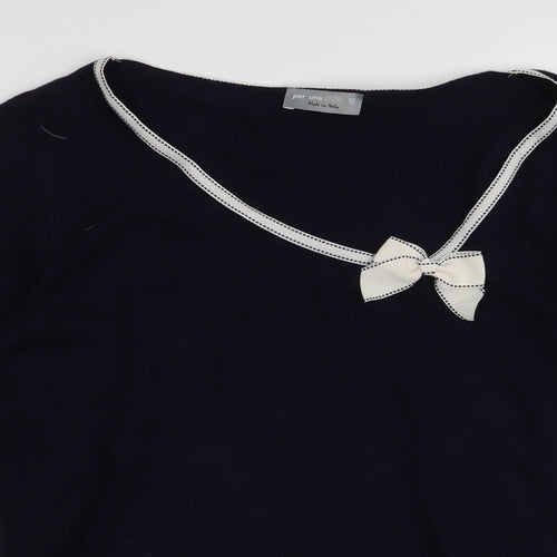 Per Una Womens Blue Round Neck  Viscose Pullover Jumper Size 12