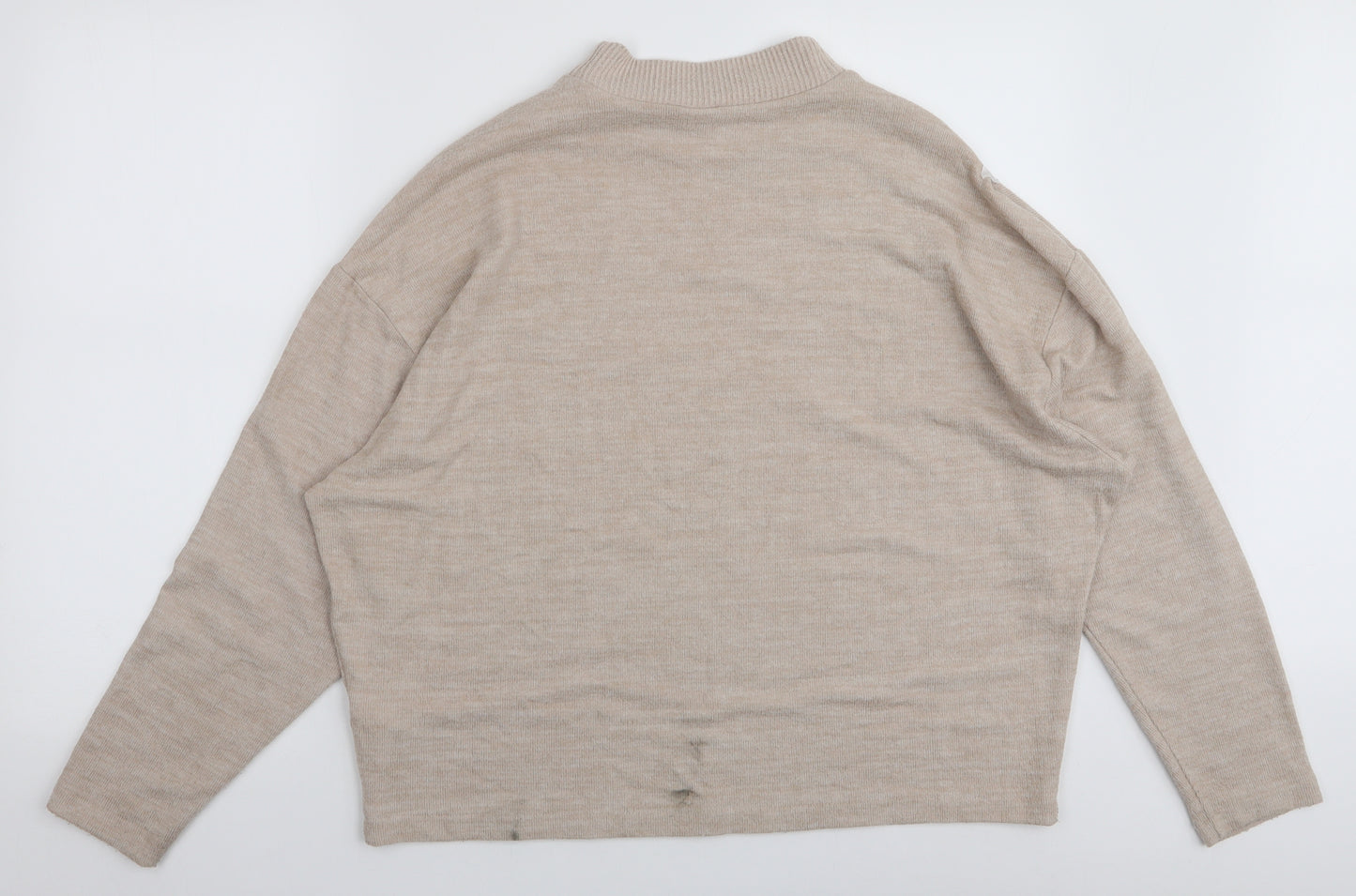 H&M Womens Beige High Neck  Polyester Pullover Jumper Size S