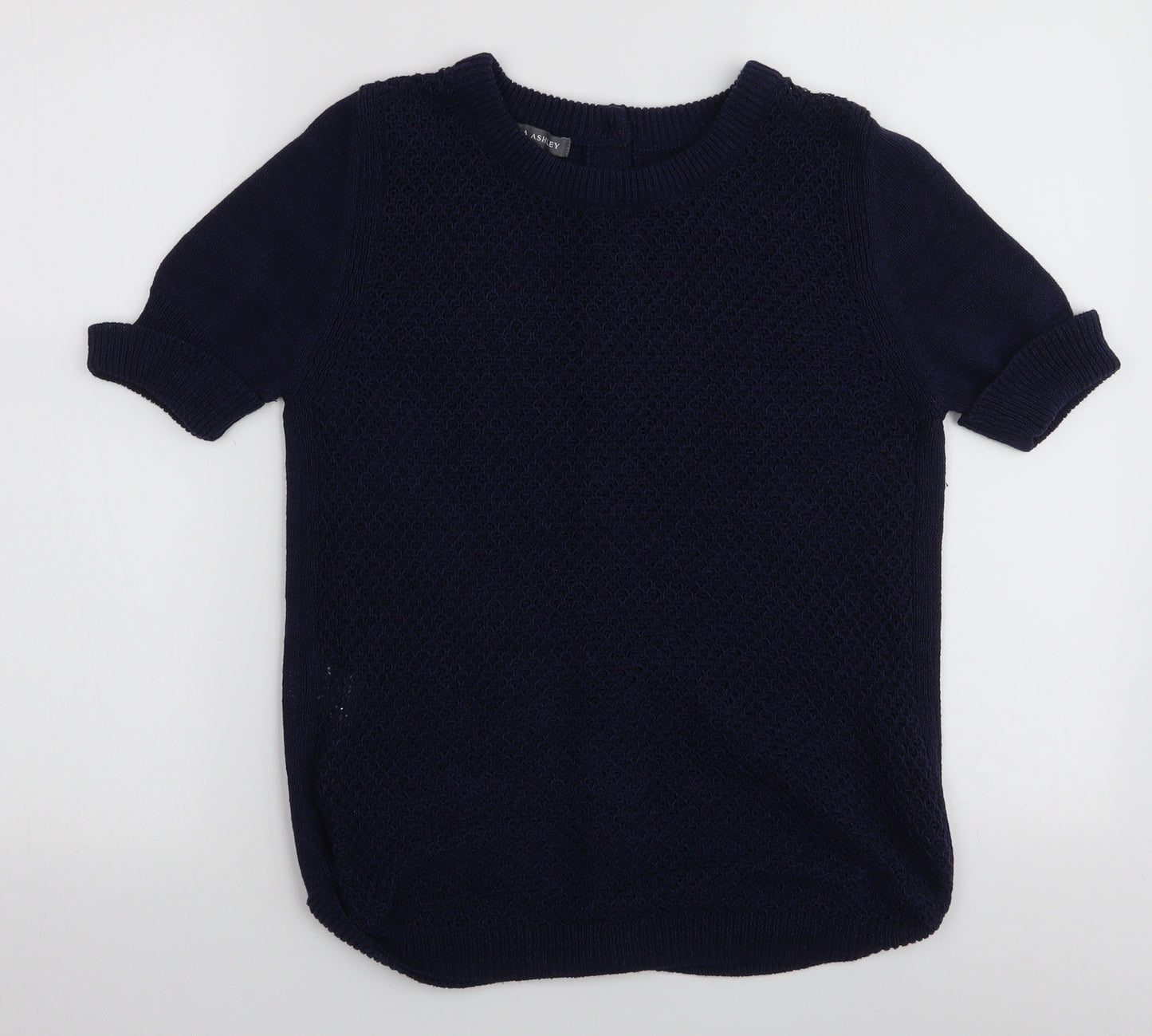 Laura Ashley Womens Blue Round Neck  Cotton Pullover Jumper Size 12