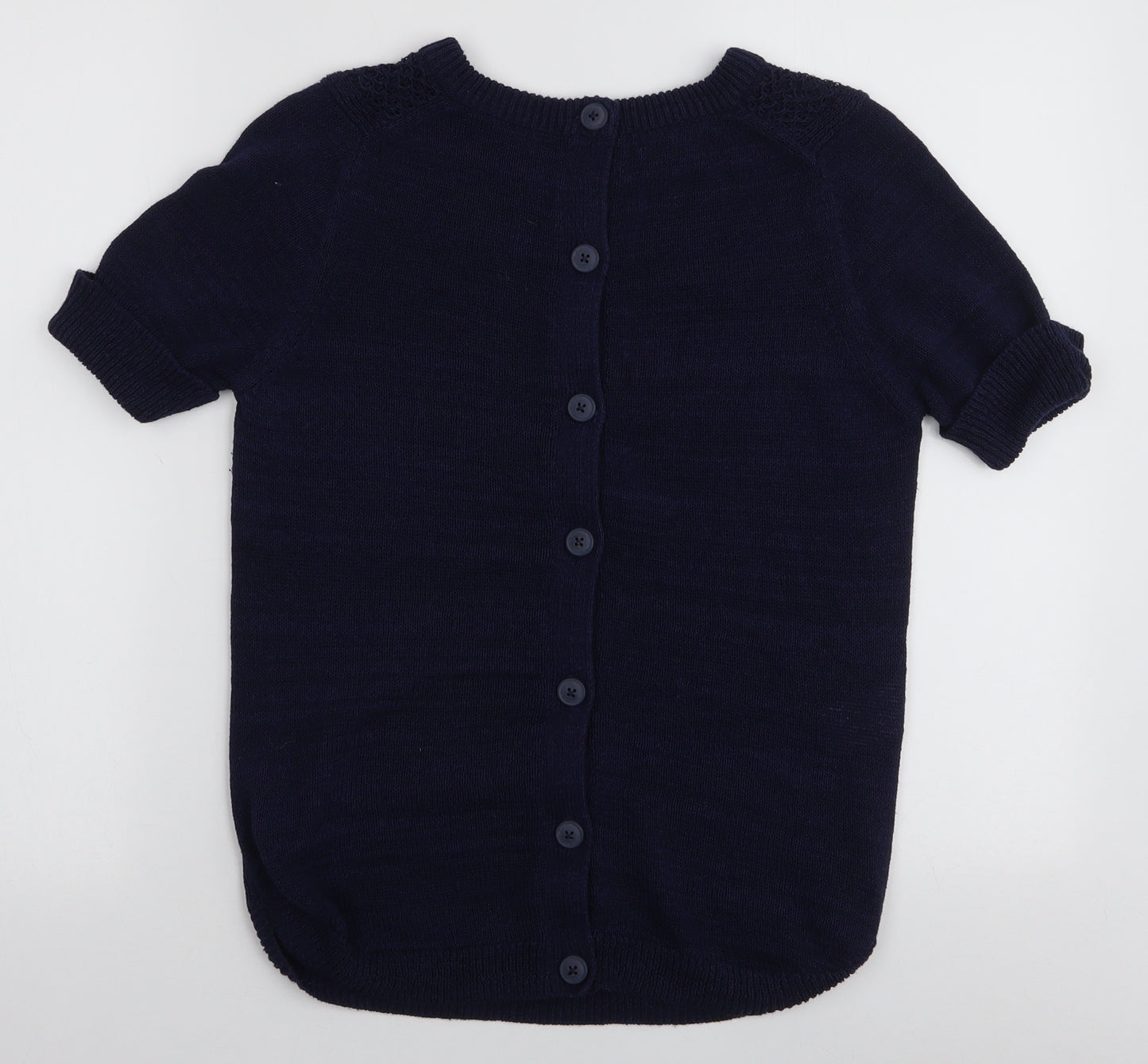 Laura Ashley Womens Blue Round Neck  Cotton Pullover Jumper Size 12