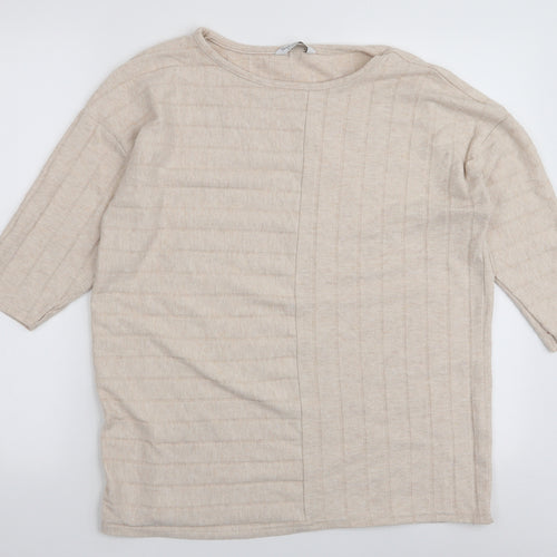 Nutmeg Womens Ivory Round Neck  Polyester Pullover Jumper Size 12