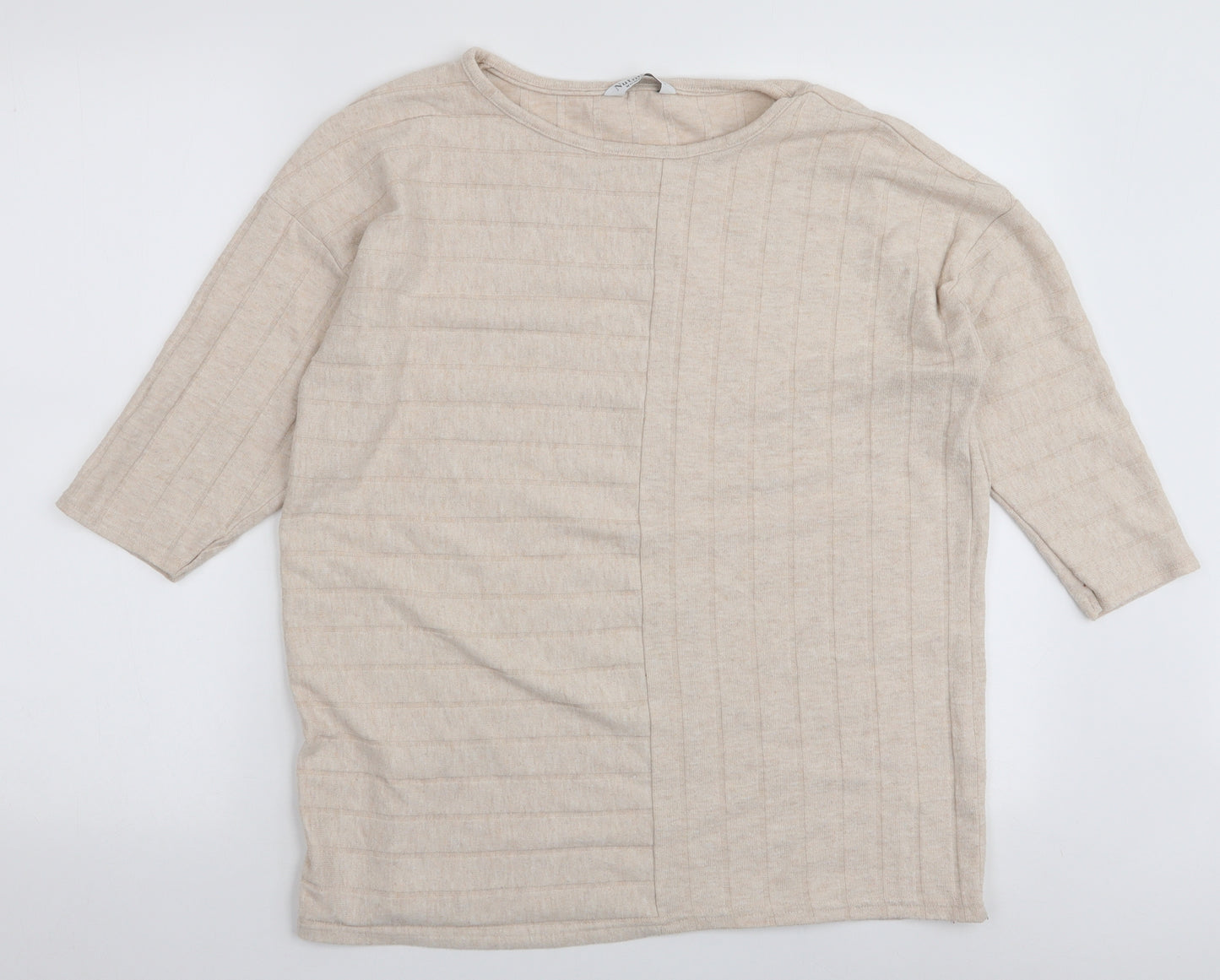 Nutmeg Womens Ivory Round Neck  Polyester Pullover Jumper Size 12