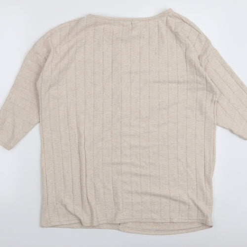 Nutmeg Womens Ivory Round Neck  Polyester Pullover Jumper Size 12