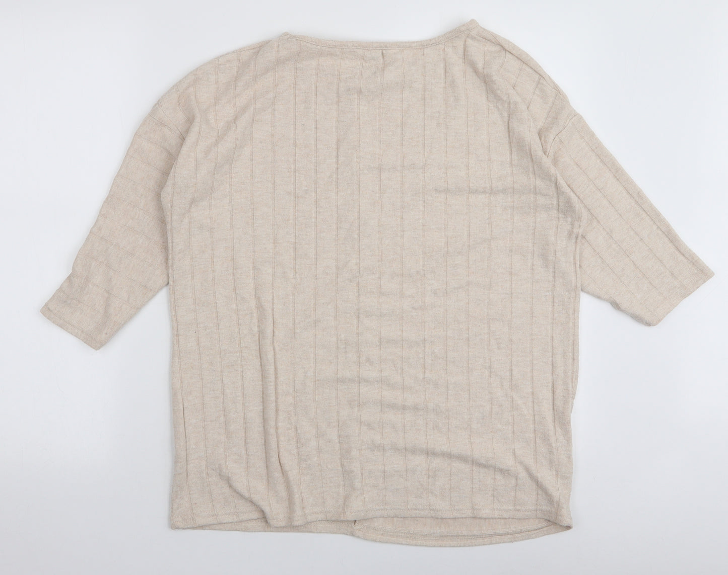 Nutmeg Womens Ivory Round Neck  Polyester Pullover Jumper Size 12
