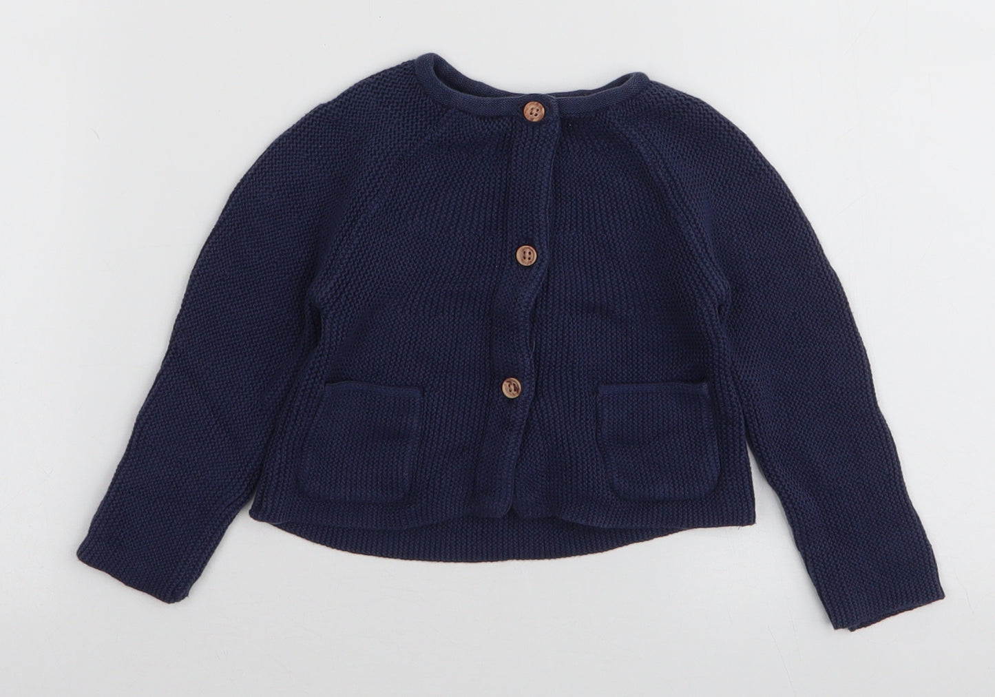 Marks and Spencer Boys Blue  100% Cotton Cardigan Jumper Size 9-12 Months  Button