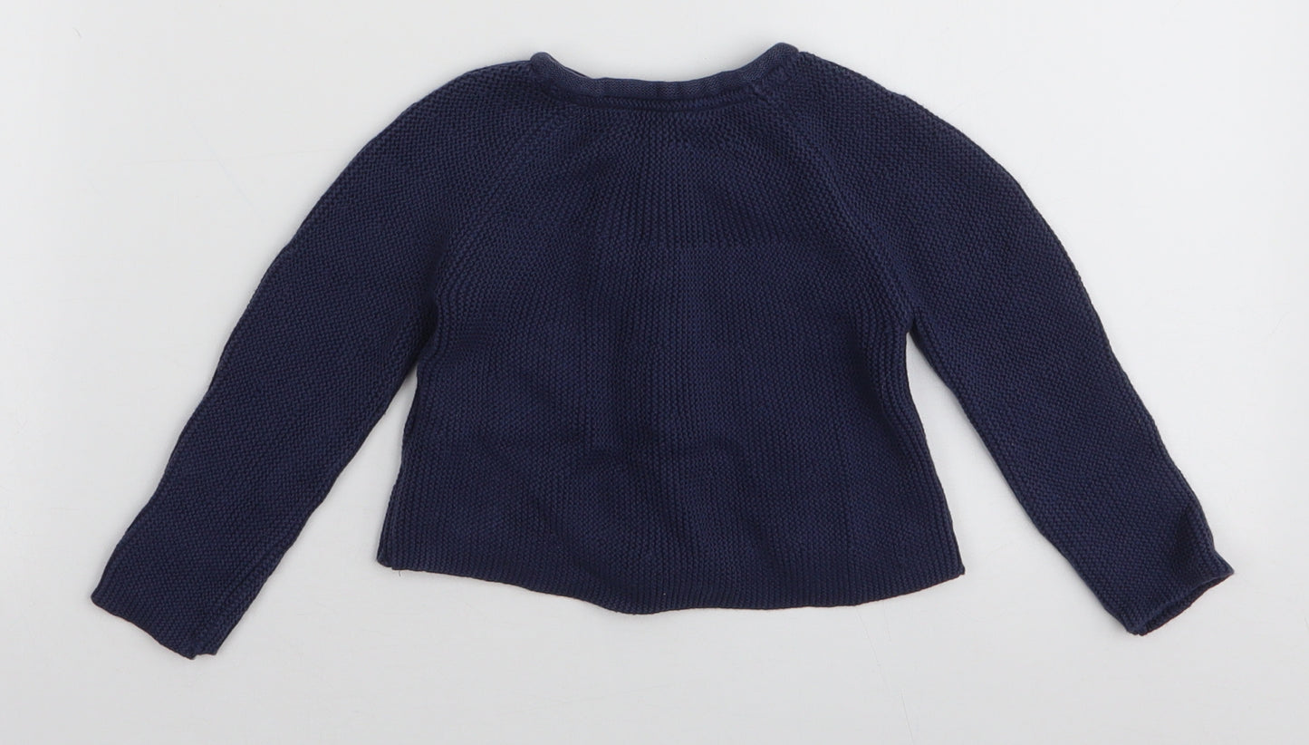 Marks and Spencer Boys Blue  100% Cotton Cardigan Jumper Size 9-12 Months  Button