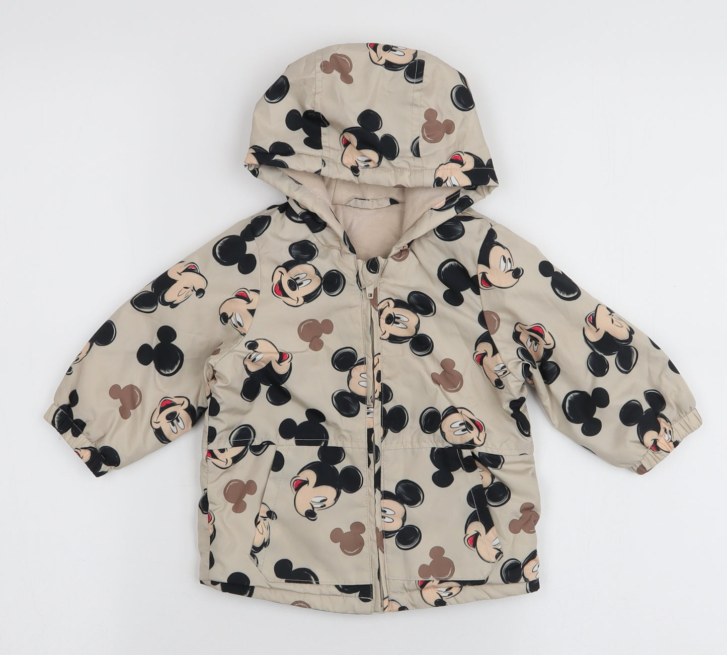 Disney Baby Boys Beige   Jacket  Size 6-9 Months   Zip - Mickey Mouse