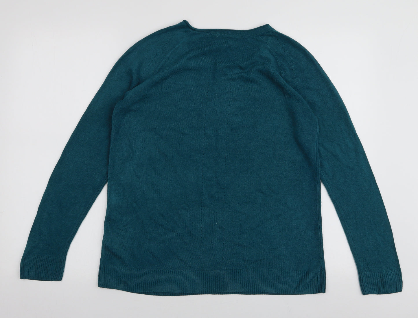 TU Womens Green Round Neck  Acrylic Pullover Jumper Size 14