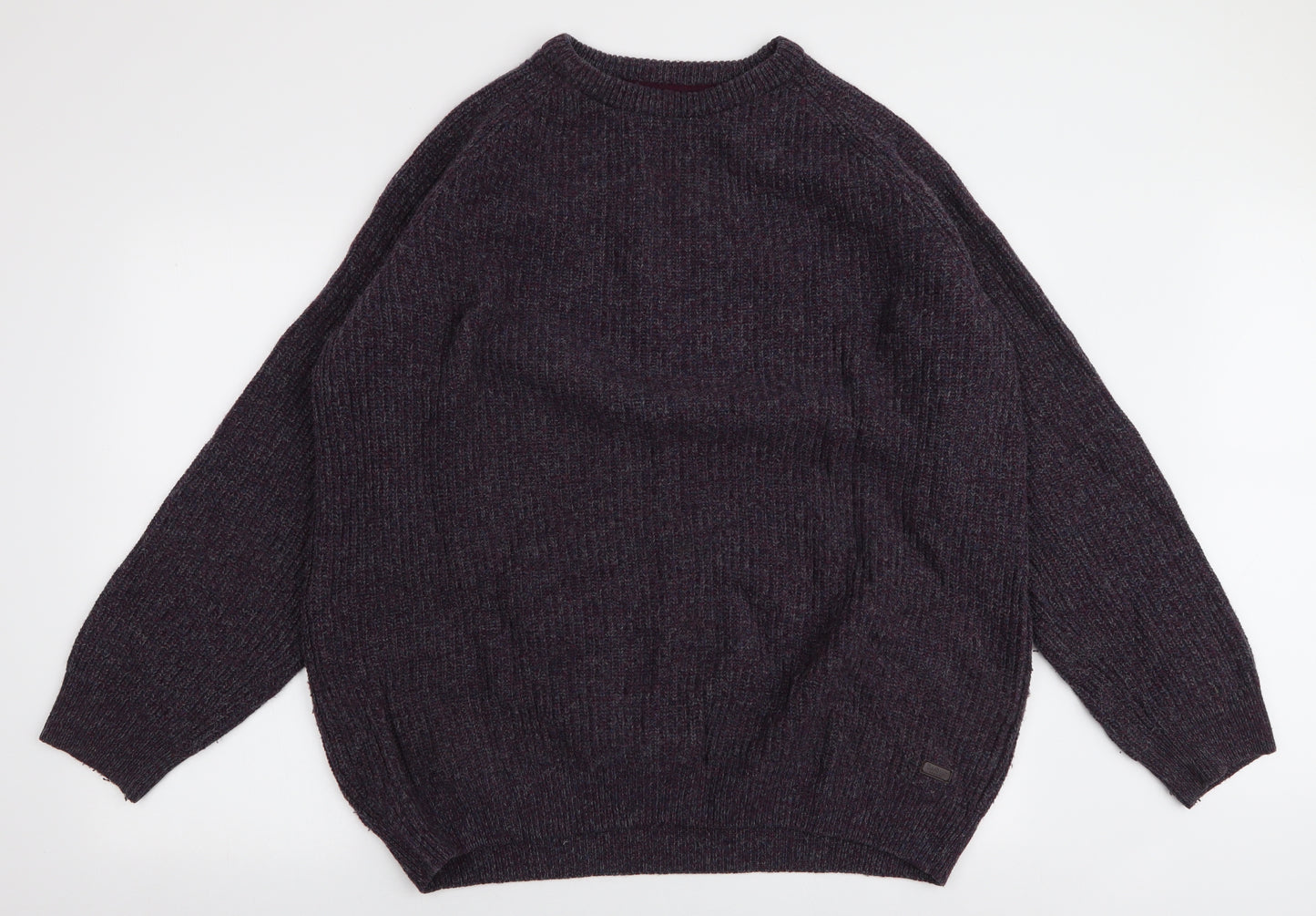 Barbour Mens Purple Round Neck  Wool Pullover Jumper Size 2XL