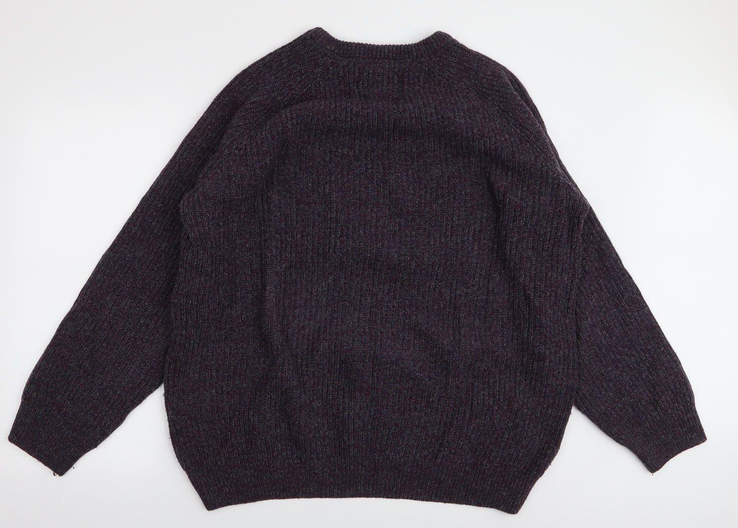 Barbour Mens Purple Round Neck  Wool Pullover Jumper Size 2XL