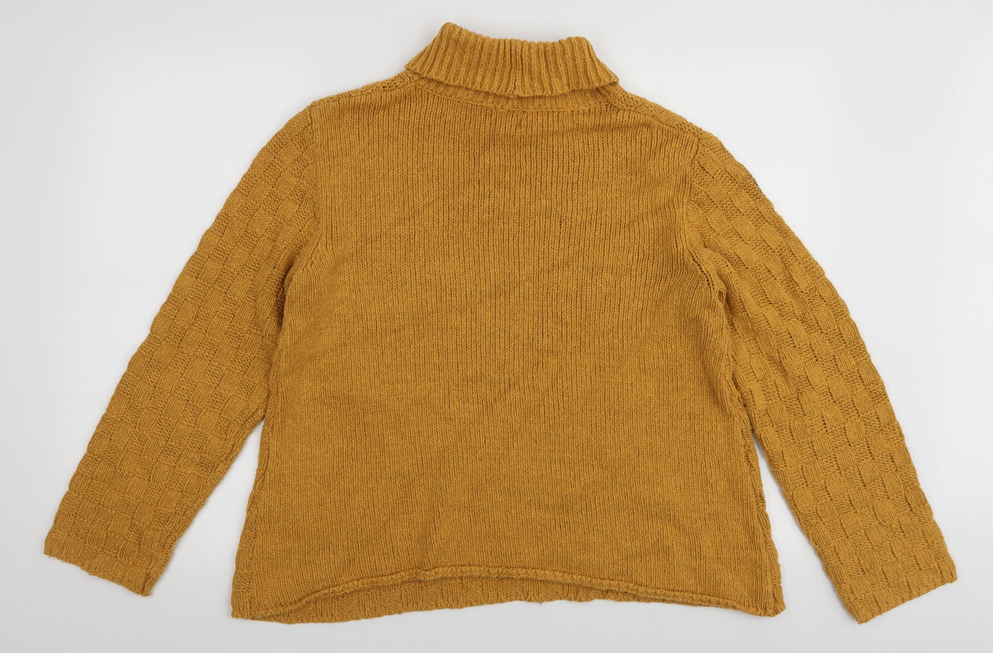 Masai Womens Yellow Roll Neck  Cotton Pullover Jumper Size M