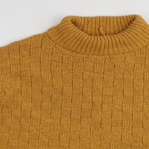 Masai Womens Yellow Roll Neck  Cotton Pullover Jumper Size M