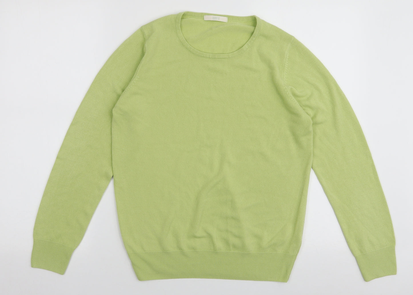 Marks and Spencer Womens Green Round Neck  Acrylic Pullover Jumper Size 12