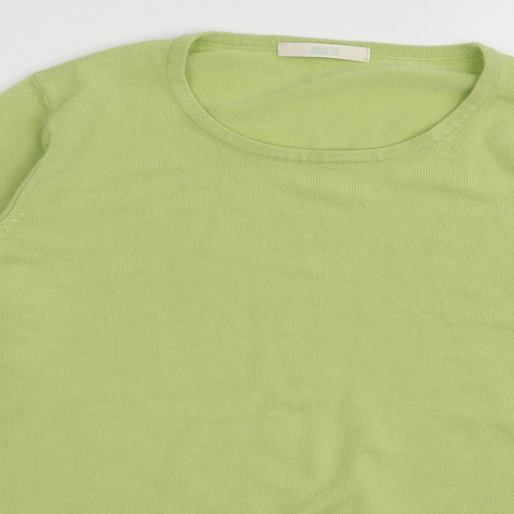 Marks and Spencer Womens Green Round Neck  Acrylic Pullover Jumper Size 12