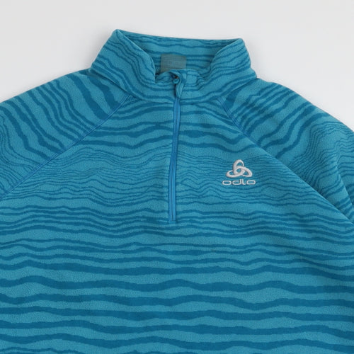 Odlo Womens Blue Animal Print Polyester Pullover Sweatshirt Size M  Zip