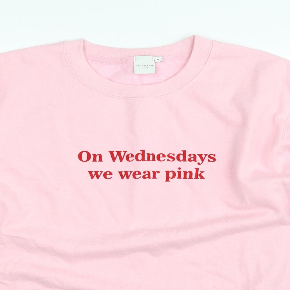 Skinny Dip Womens Pink  Cotton Pullover Sweatshirt Size L  Pullover - On Wednesdays We wear Pink