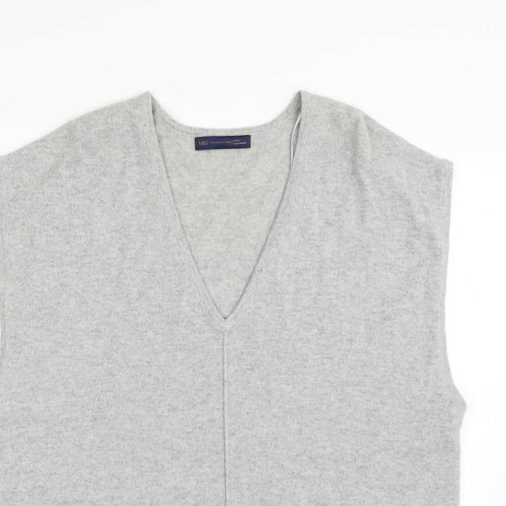 Marks and Spencer Womens Grey V-Neck  100% Cashmere Pullover Jumper Size 10