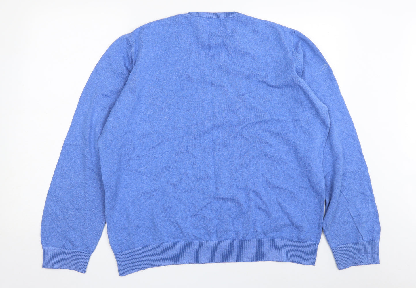 TU Mens Blue V-Neck  Cotton Pullover Jumper Size L