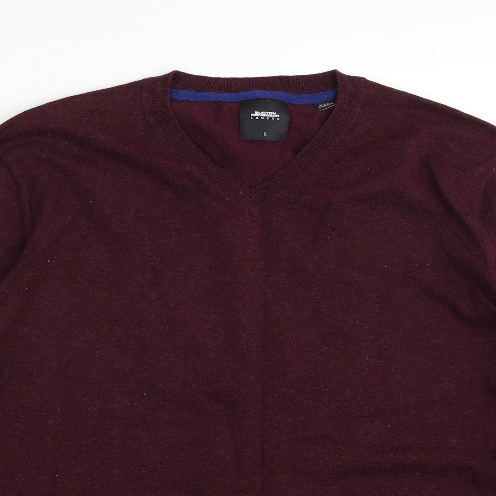 Burton Mens Purple V-Neck  Cotton Pullover Jumper Size L