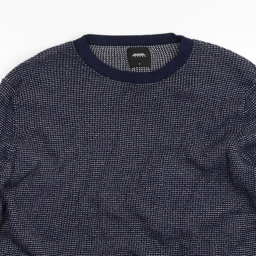 Burton Mens Blue Crew Neck  Cotton Pullover Jumper Size L