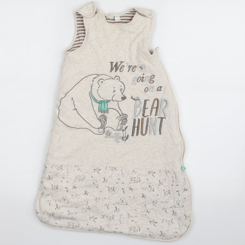 Janico Baby Beige  Cotton Babygrow One-Piece Size 0-3 Months  Snap - Bear
