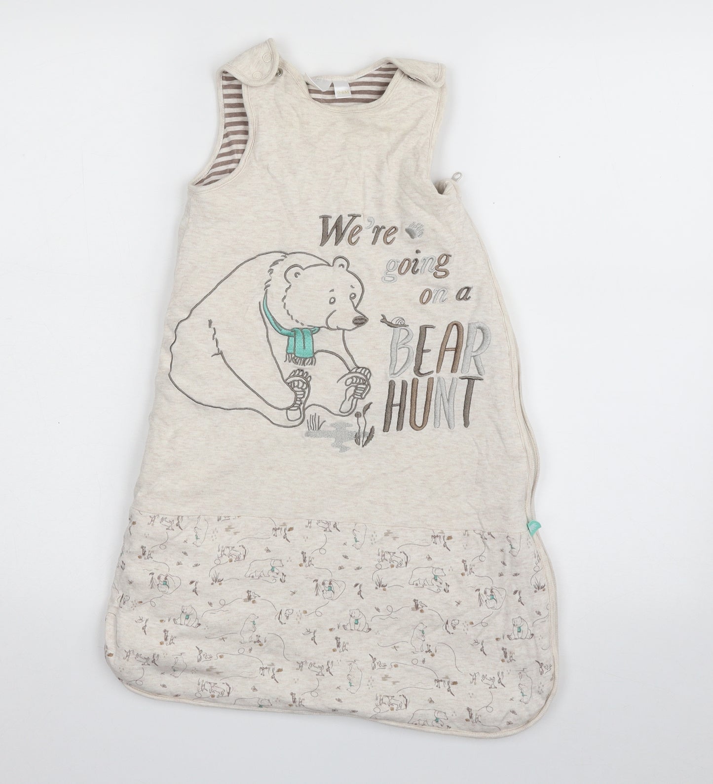 Janico Baby Beige  Cotton Babygrow One-Piece Size 0-3 Months  Snap - Bear