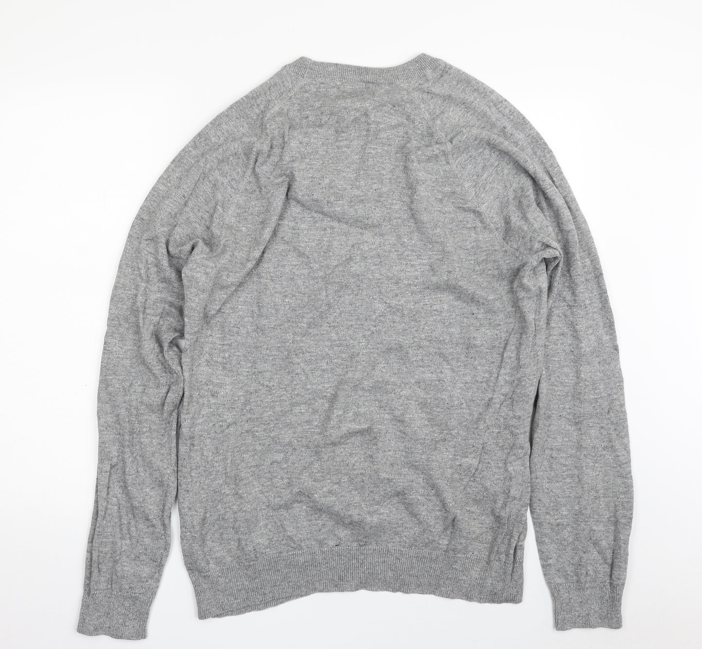 H&M Mens Grey Crew Neck  Cotton Pullover Jumper Size L