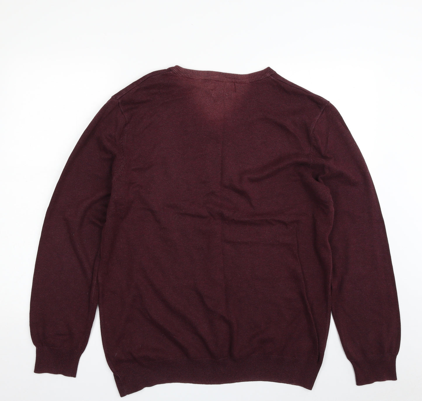 TU Mens Purple V-Neck  Cotton Pullover Jumper Size L