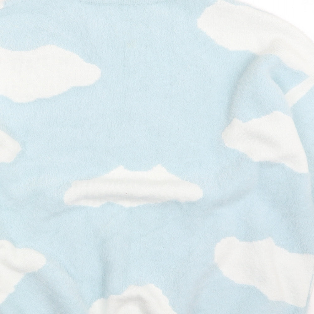 SheIn Womens Blue Crew Neck  Acrylic Pullover Jumper Size L   - Cloud