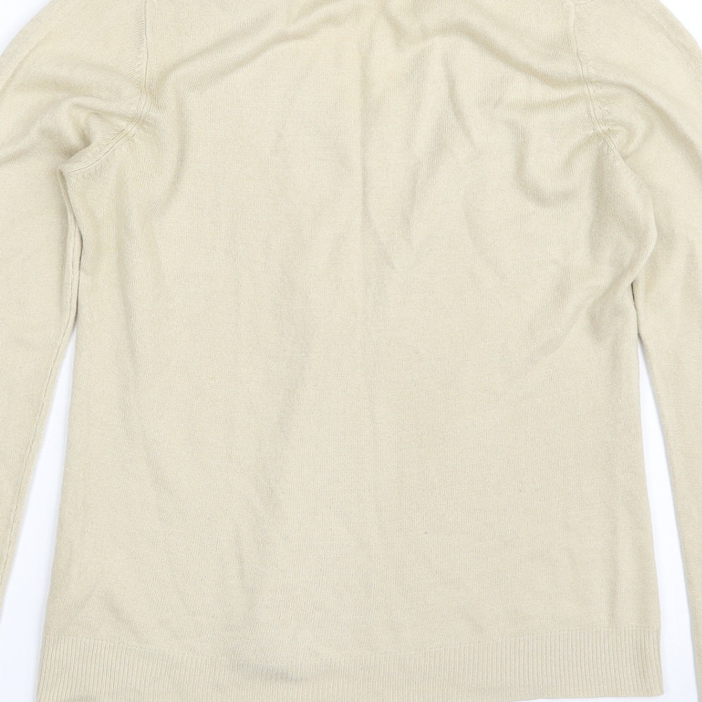 NEXT Womens Beige V-Neck  Acrylic Pullover Jumper Size 12