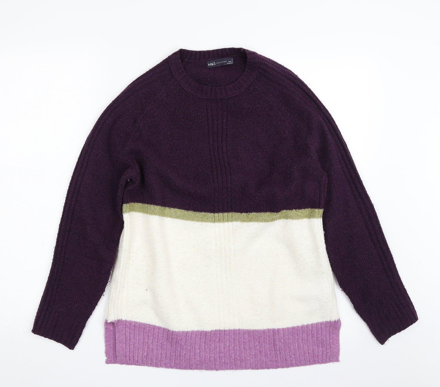 Marks and Spencer Womens Purple Crew Neck  Acrylic Pullover Jumper Size S