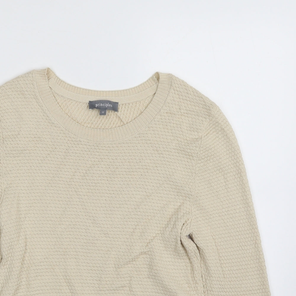Principles Womens Beige Crew Neck  Acrylic Pullover Jumper Size 12