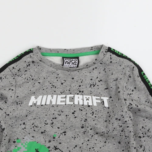 George Boys Grey Spotted Cotton Pullover Sweatshirt Size 7-8 Years  Pullover - Minecraft