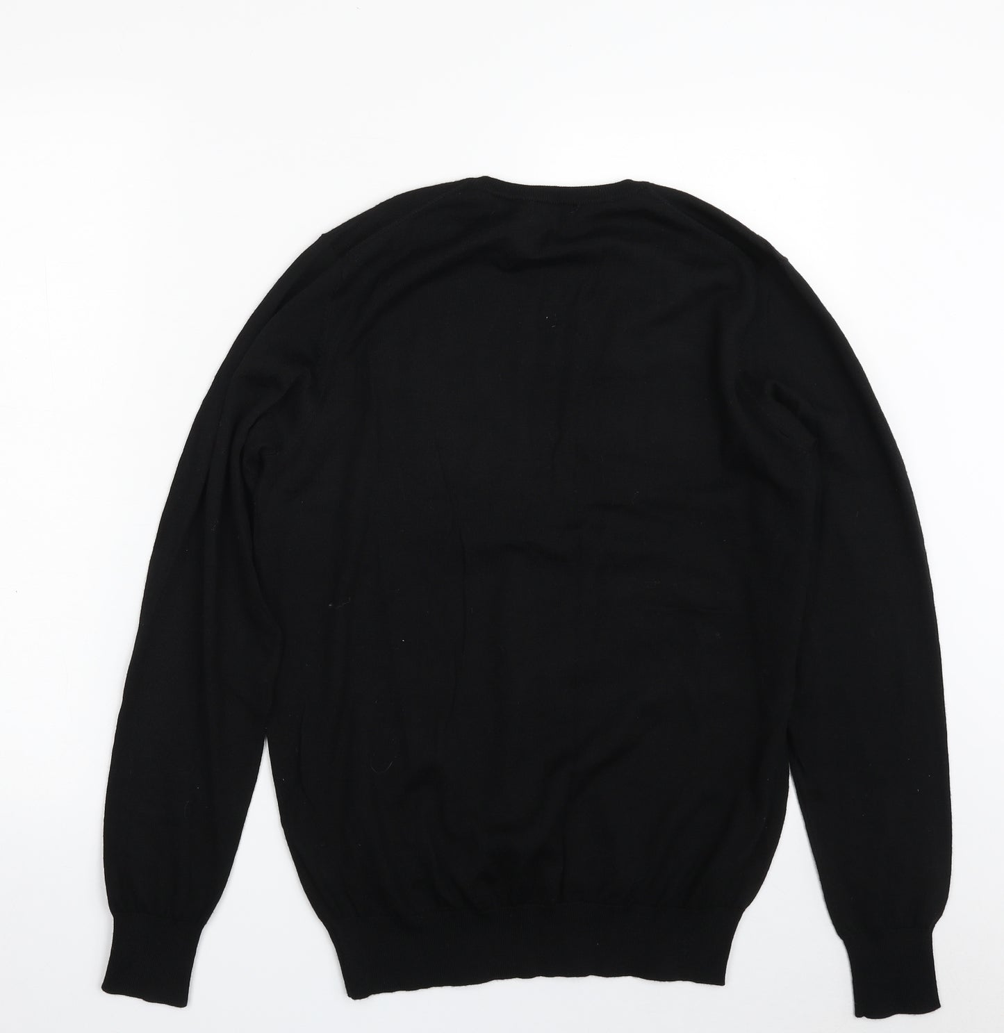 Rochas Mens Black V-Neck  Wool Pullover Jumper Size M