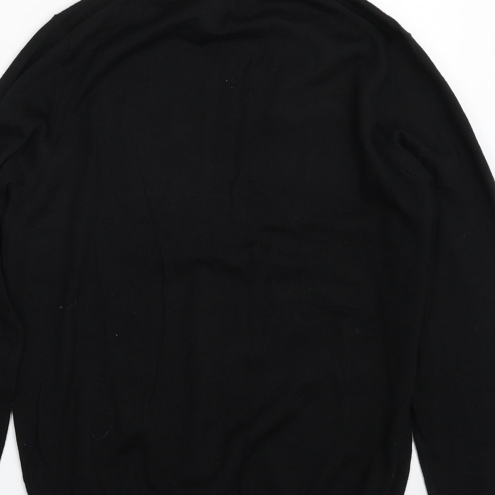 Rochas Mens Black V-Neck  Wool Pullover Jumper Size M