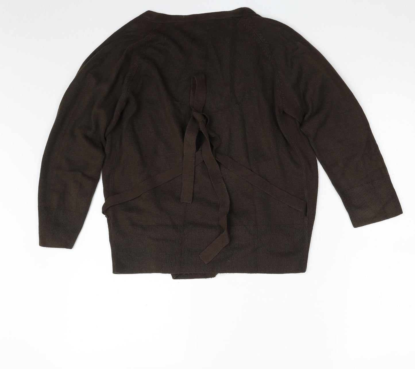 NEXT Womens Brown V-Neck  Acrylic Wrap Jumper Size 12